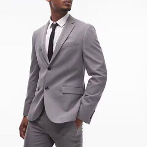 Topman Skinny Fit Suit Jacket | Size 42R | NWT | Gray | Notch Lapel | Modern